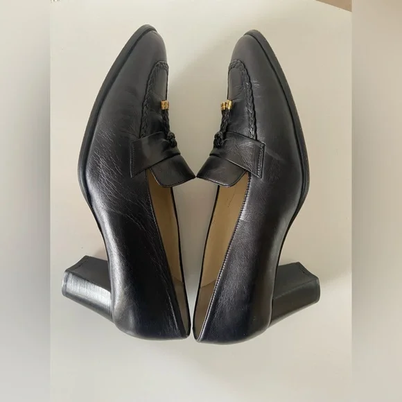 Bally Hampton Pump Women's Black Leather Styleflex Slip On Loafer Heel Italy - Picture 3 of 7